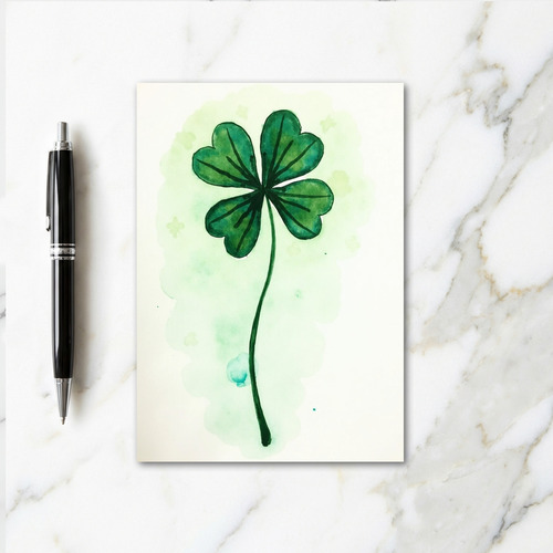 Luck Clover Watercolor Look Card
