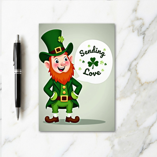 Luck Leprechaun Sending Love Card