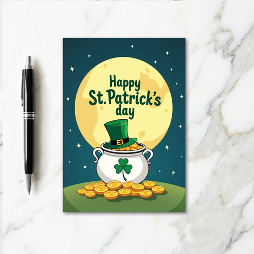 Luck Moon Gold St Patricks Day Card