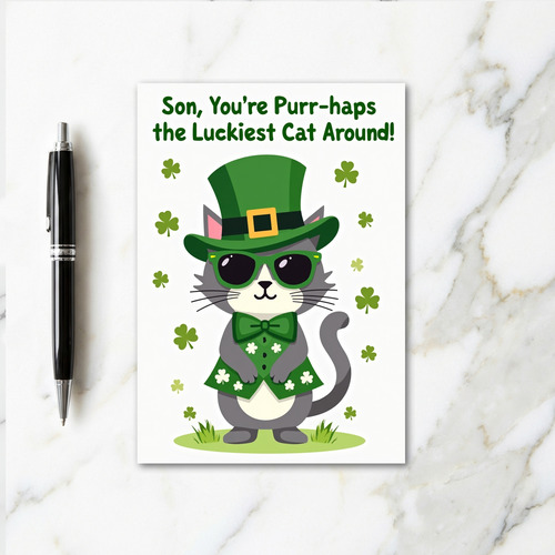 Luckiest Cat Son St Patricks Day Card