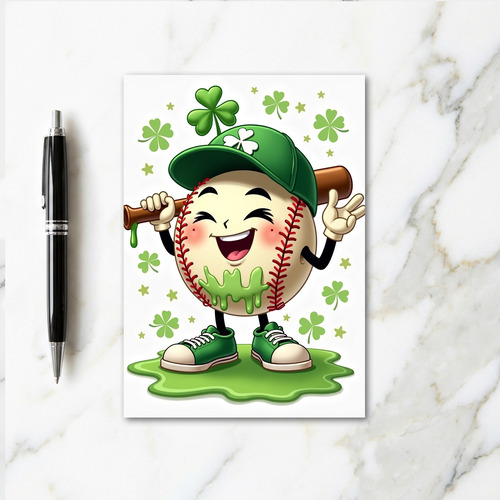 Lucky Baseball St Patricks Day Card