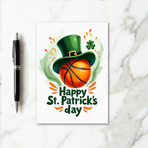 Lucky Basketball St Patricks Day Card