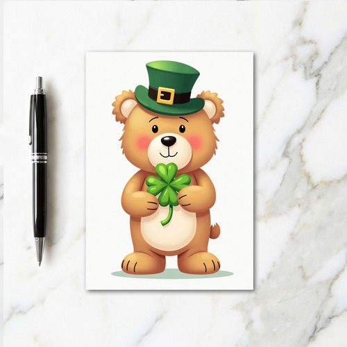 Lucky Bear Clover Pattern Card