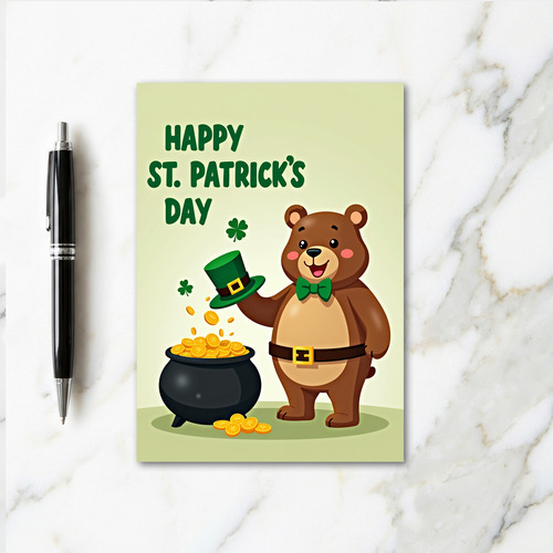 Lucky Bear Coins St Patricks Day Card