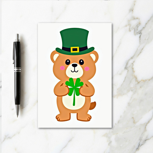 Lucky Bear Green Hat Fun Card