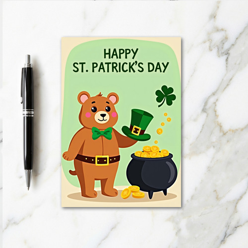 Lucky Bear Shamrock Pattern Card