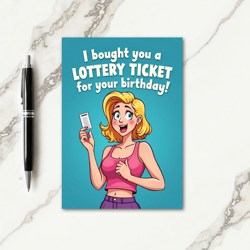 Lucky Birthday Girl Cartoon Card