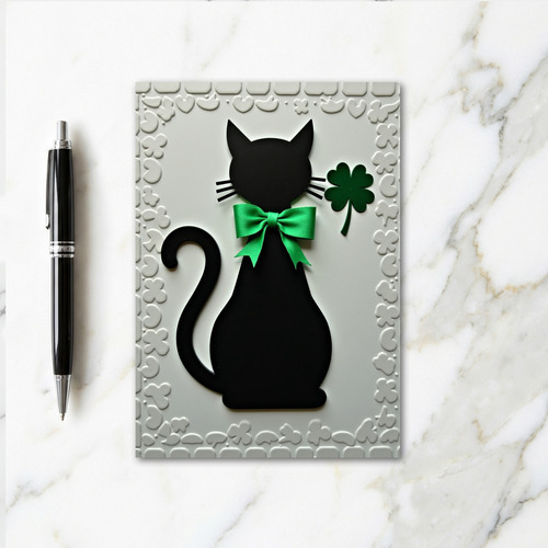 Lucky Black Cat Bow Card