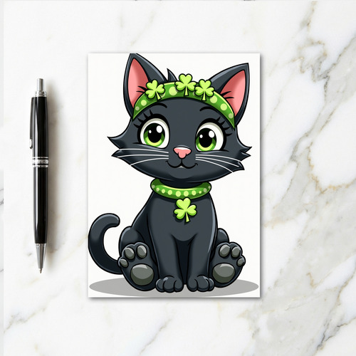 Lucky Black Cat Glitter Texture Card