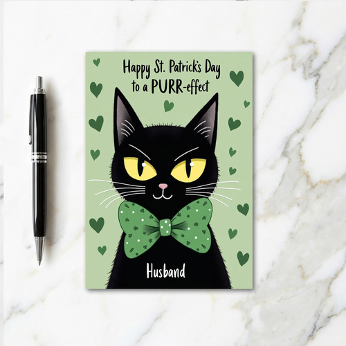 Lucky Black Cat Husband Card
