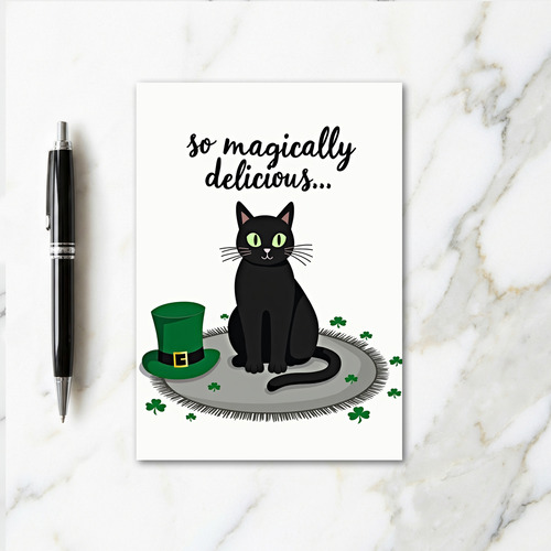 Lucky Black Cat St Patricks Day Card