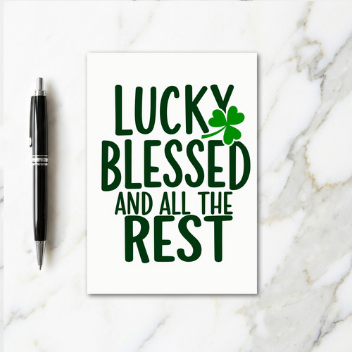 Lucky Blessed Rest Green Text Card