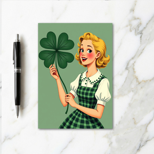 Lucky Blonde Retro Style Art Card