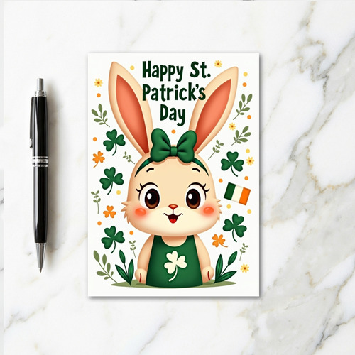 Lucky Bunny St Patricks Day Card