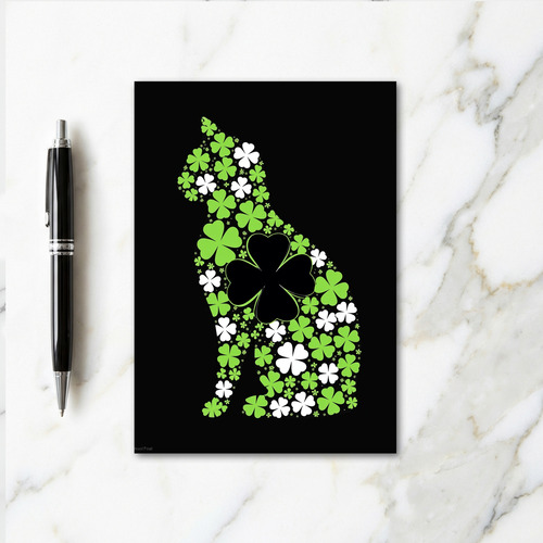 Lucky Cat Clover Graphic Art Card