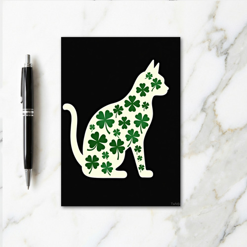 Lucky Cat Clover Greeting Card