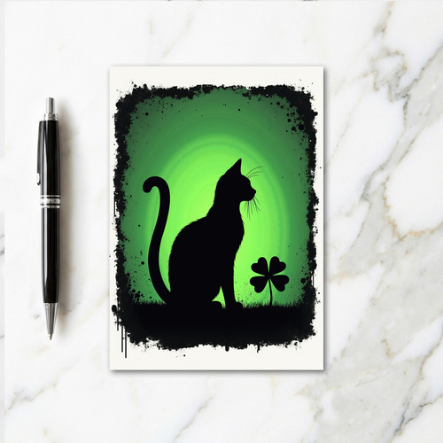 Lucky Cat Clover Scene Card