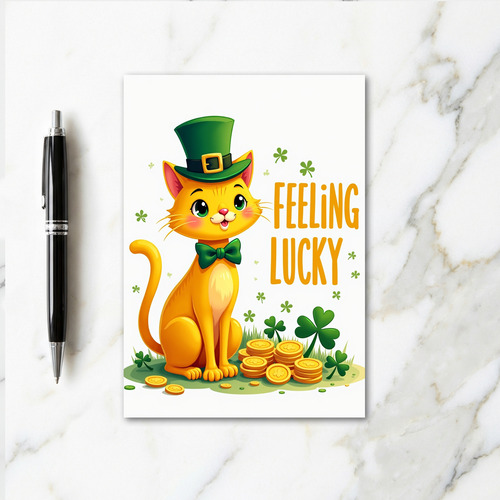 Lucky Cat Feeling Lucky Card