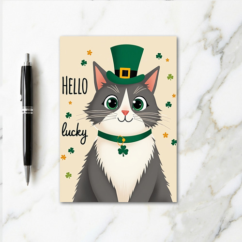 Lucky Cat Hello Friend Card
