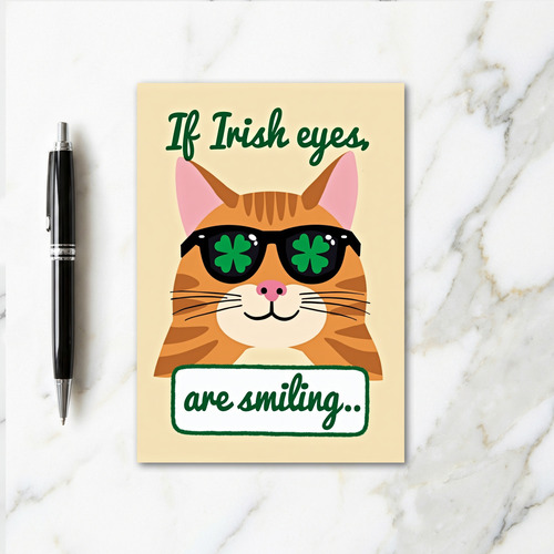Lucky Cat Irish Eyes Card