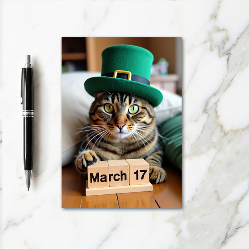 Lucky Cat March 17 Greeting Card