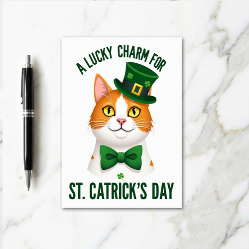Lucky Cat Shamrock Pattern Card