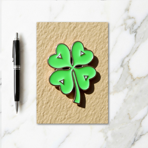 Lucky Clover Enamel Pin Art Card