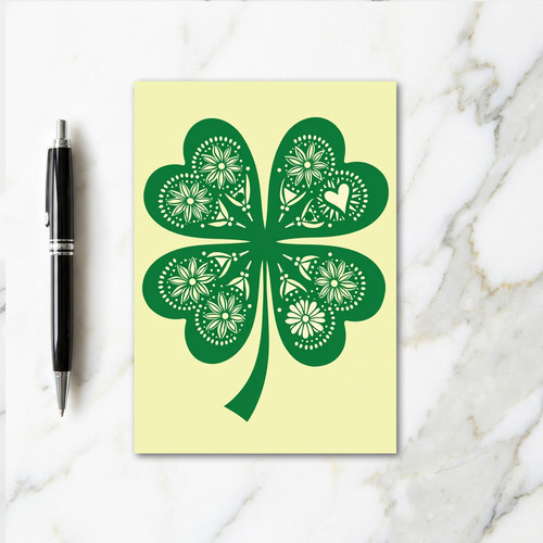 Lucky Clover Folk Art Card