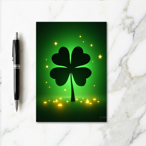 Lucky Clover Glowing Emerald Card