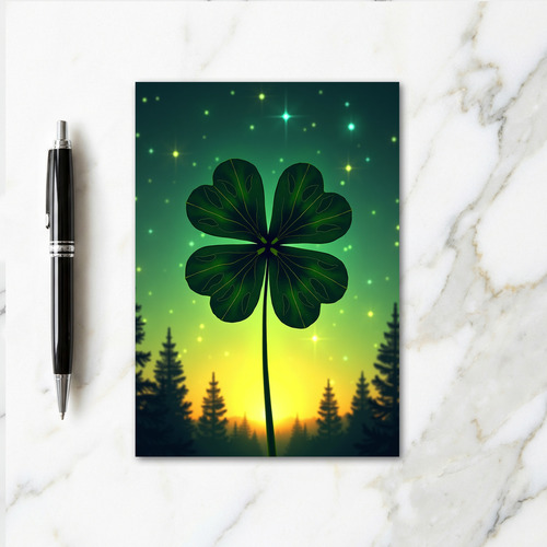 Lucky Clover Glowing Green Card