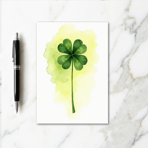 Lucky Clover Green Watercolor Card