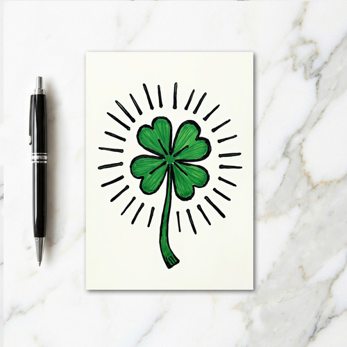 Lucky Clover Hand Drawn Art Card