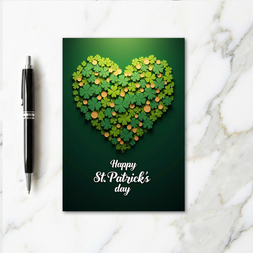 Lucky Clover Heart St Patricks Card