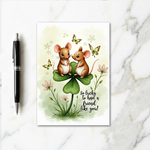 Lucky Clover Mice Friend Card