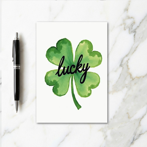 Lucky Clover Watercolor Texture Card