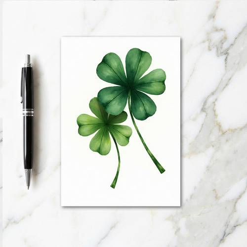 Lucky Clovers Watercolor Art Card