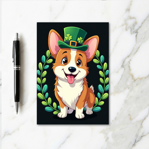 Lucky Corgi Smile St Patricks Card