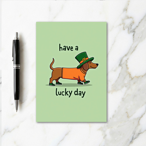 Lucky Dachshund Glitter Texture Card