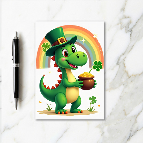 Lucky Dino St Patricks Day Card