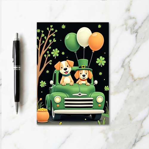 Lucky Dogs Truck Happy St Patricks Card