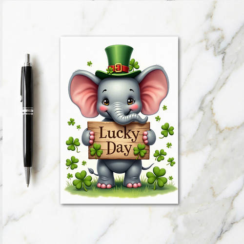 Lucky Elephant Clover Card