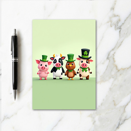 Lucky Farm Friends St Patricks Card