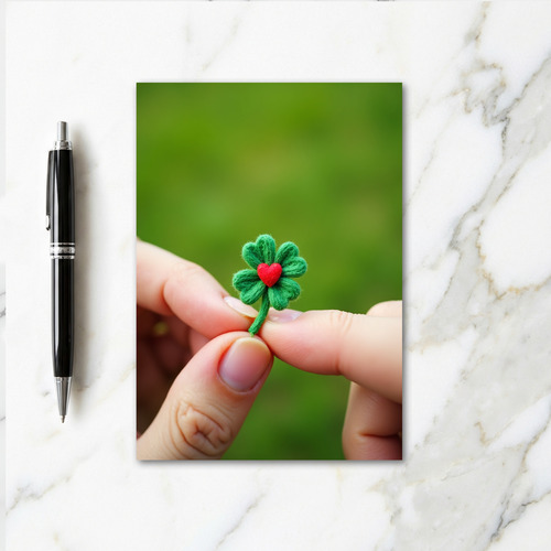 Lucky Felt Clover Heart Card