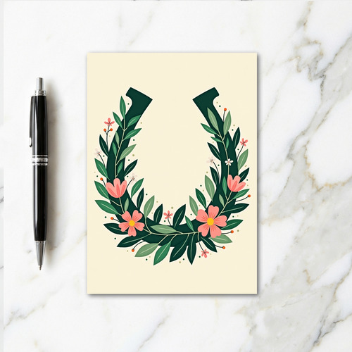 Lucky Floral Horseshoe Card