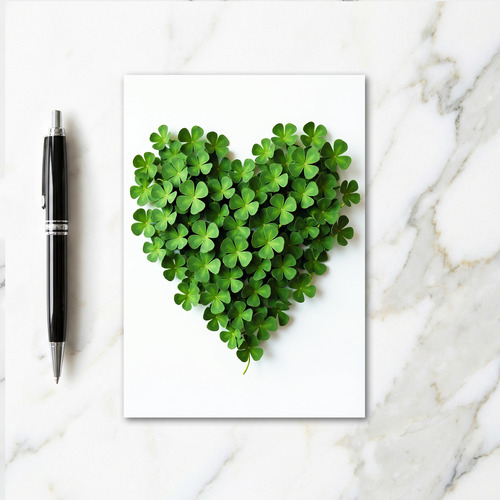 Lucky Four Leaf Clover Heart Card