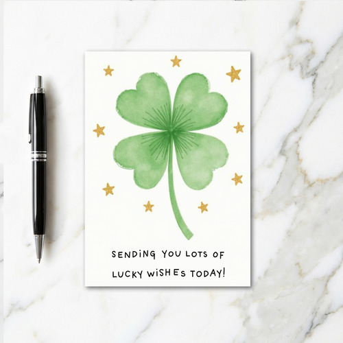 Lucky Four Leaf Clover Wishes Card