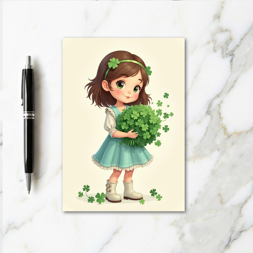 Lucky Girl Clover Bouquet Card