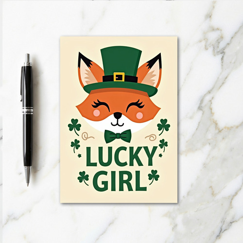 Lucky Girl Fox St Patricks Card