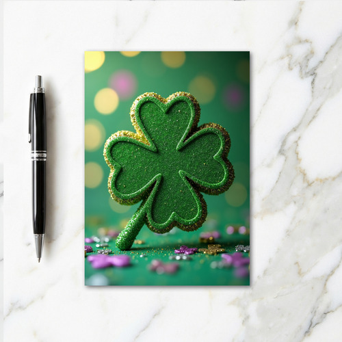 Lucky Glitter Clover Card