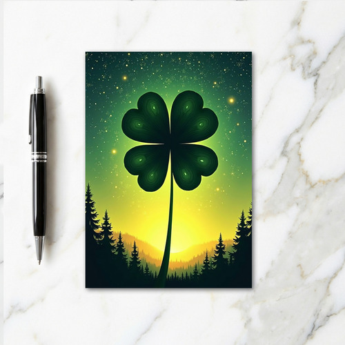 Lucky Glowing Clover Fortune Card